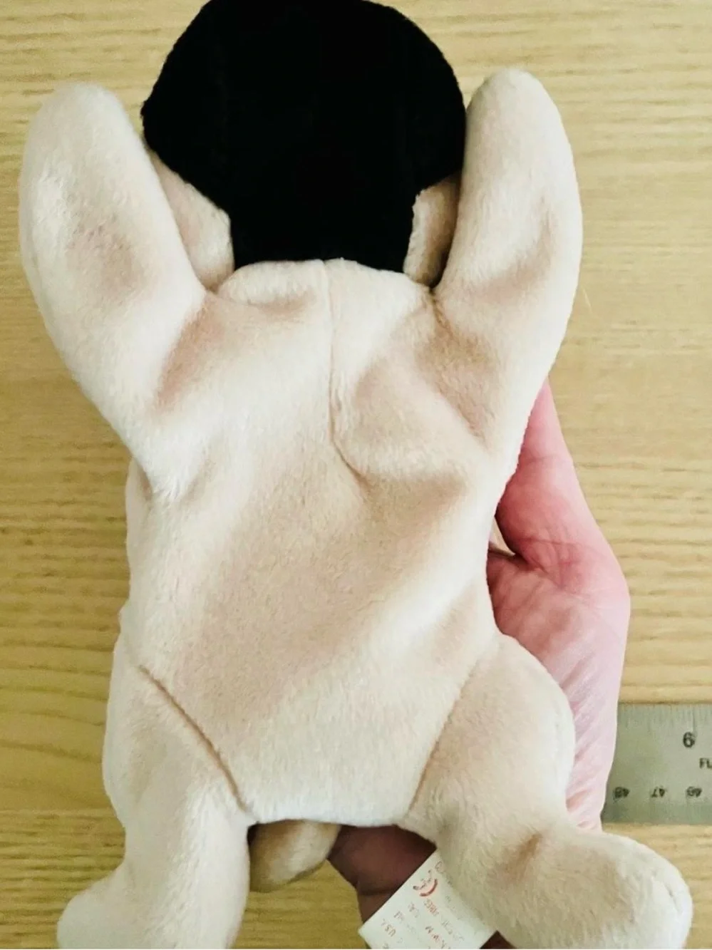 Vintage Ty Beanies Plush Pug Dog - Cream & Black (Tag Error)